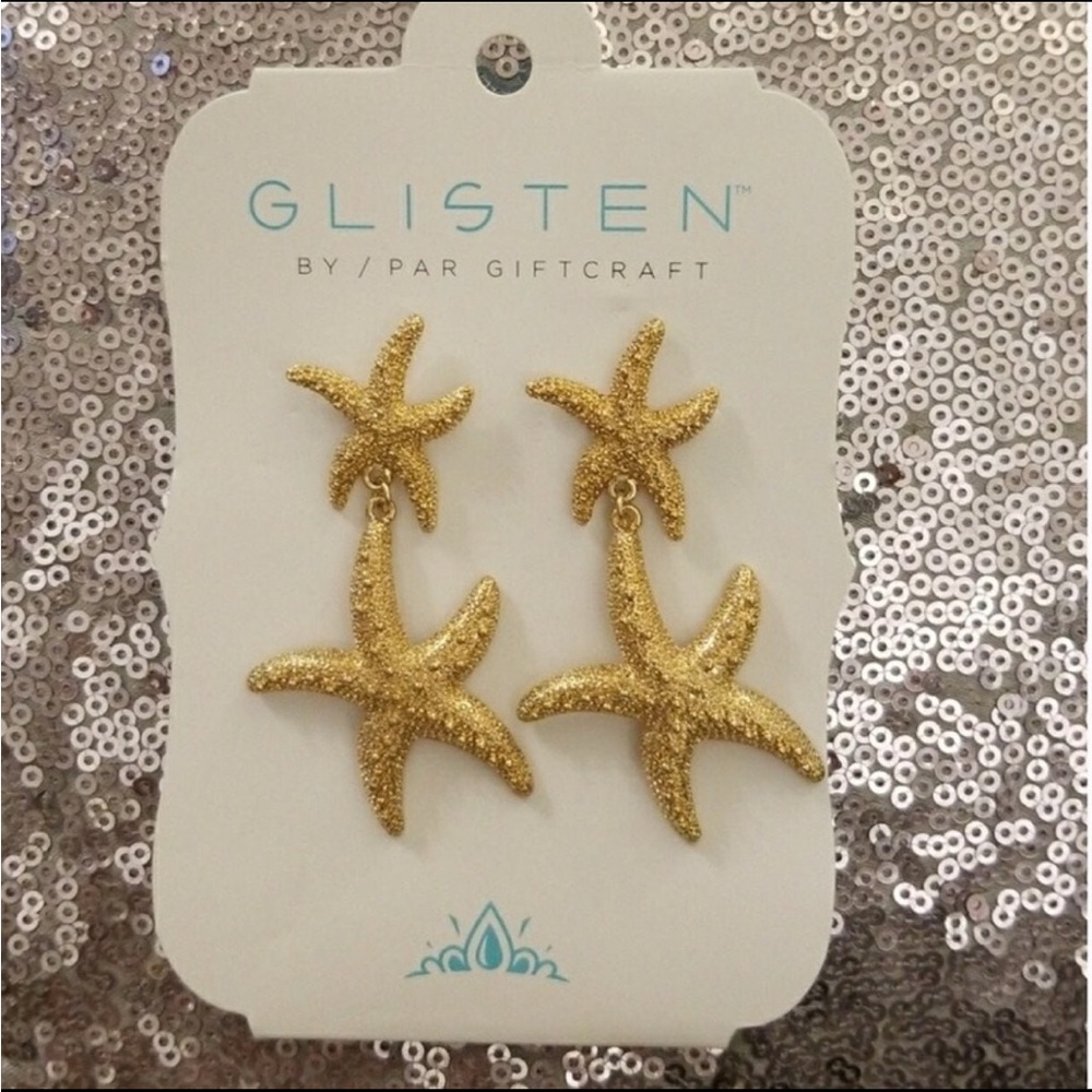 ❤️NWT Gold plated  Boutique Starfish Drop Dangle Earrings by Glisten .